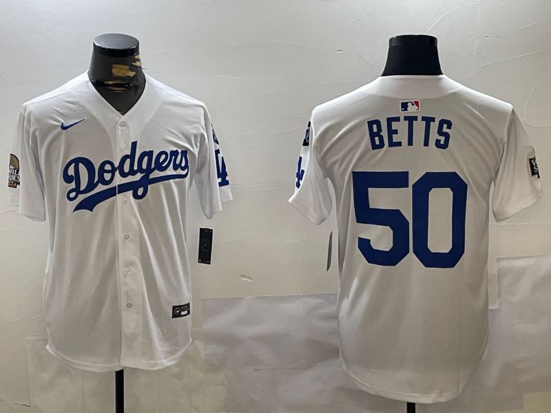 Men Los Angeles Dodgers #50 Betts White Game 2024 Nike MLB Jersey style 1120->los angeles dodgers->MLB Jersey
